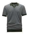 Mens V-Neck Knit Polo Shirt