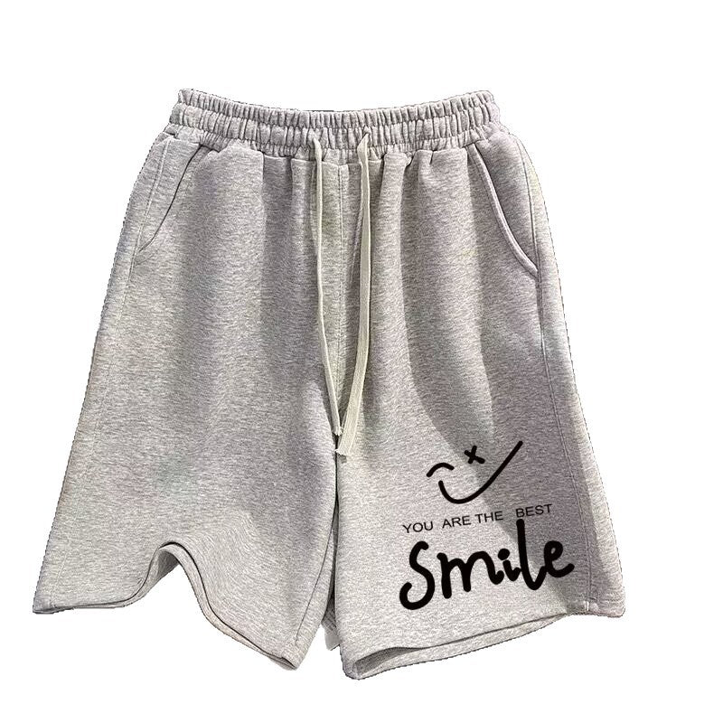 Plus Size Men Summer Trendy Printed Loose Fit Drawstring Shorts