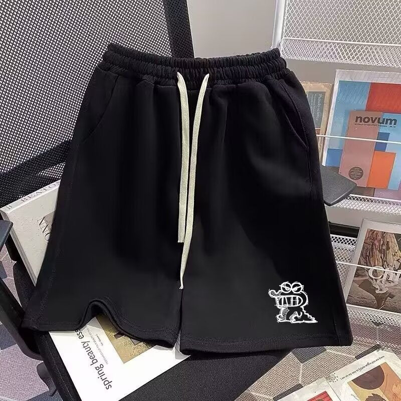 Plus Size Men Summer Trendy Printed Loose Fit Drawstring Shorts