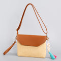 Straw Shell Tassel Crossbody Bag