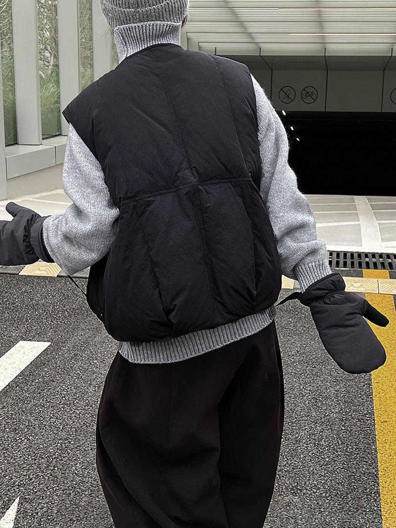 Women Duck Down Vest with Gloves